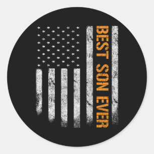 Adesivo Redondo Vintage Best Son Ever American Flag Dia de os pais