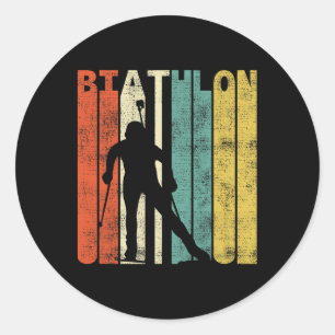Adesivo Redondo Vintage Biathlon Retro Biathlett Gift