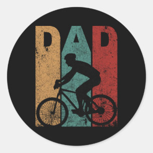 Adesivo Redondo Vintage Bicycle Cyclist Pai Padre&#