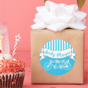Adesivo Redondo Vintage Bike para o Chá de Três Bebês