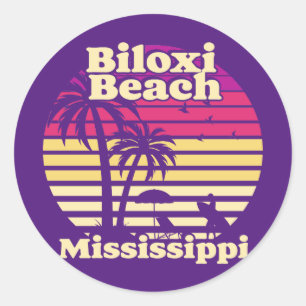 Adesivo Redondo Vintage Biloxi Beach Mississippi