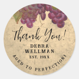 Adesivo Redondo Vintage Birthday Wine Pensou Obrigado