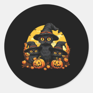 Adesivo Redondo Vintage Black Cat Halloween Pumpkin Funny Cat Hall