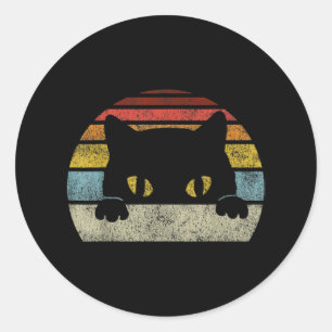 Adesivo Redondo Vintage Black Cat Lover, Estilo Retro Gatos Pretos
