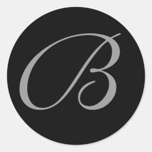 Adesivo Redondo Vintage Black Monogramas Envelopel De Casamento Em
