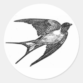Adesivo Redondo Vintage Black Swallow Design