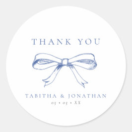 Adesivo Redondo Vintage Blue Arco Weding - Obrigado