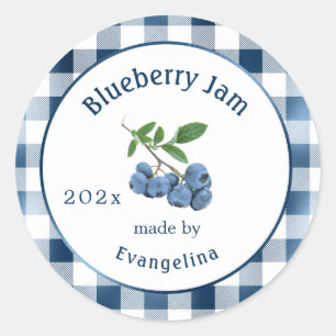 Adesivo Redondo Vintage Blue Blueberry Jam Canning