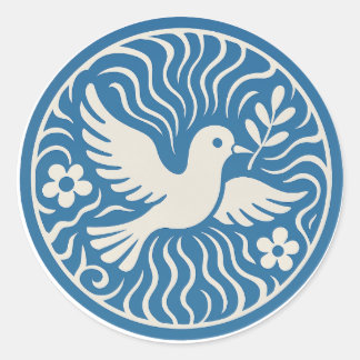 Adesivo Redondo Vintage Blue Dove of Peace Sticker