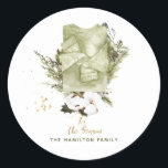 Adesivo Redondo Vintage Bohemian Family Christmas Watercolor<br><div class="desc">Este Natal será um pouco mais brilhante com estes adesivos modernos,  de coloração aquática,  da época natalícia dos nossos Natais vintages modernos,  a coleção Boho acima.</div>