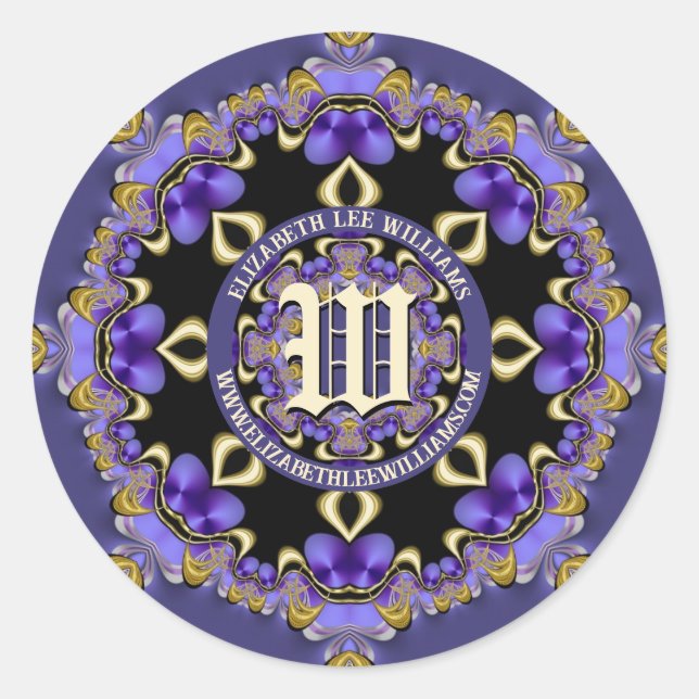 Adesivo Redondo Vintage Bohemian Purple Dourado Lace Mandala (Frente)