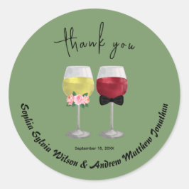 Adesivo Redondo Vintage Boho Casal Vinho obrigado de Casamento