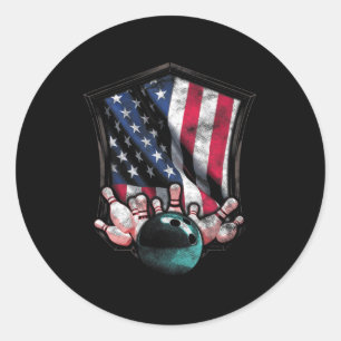 Adesivo Redondo Vintage Boliche American Flag Boliche