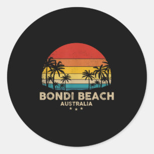 Adesivo Redondo Vintage Bondi Beach - Austrália Beach Souvenir