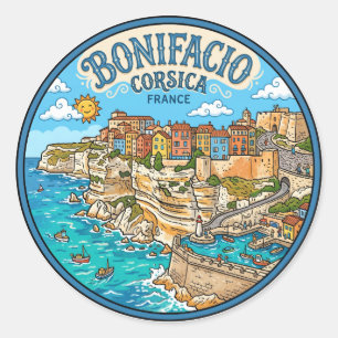Adesivo Redondo Vintage Bonifacio Córsega França França
