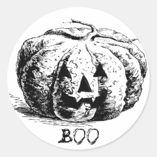 Adesivo Redondo Vintage Boo Jack O' Lanterna Pumpkin
