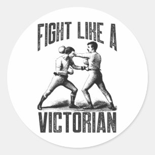 Adesivo Redondo Vintage Boxingando Luta Como Um Boxer Vitoriano