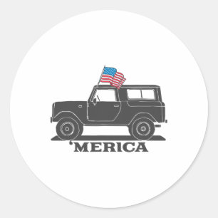 Adesivo Redondo Vintage Bronco 4 De Julho Merica