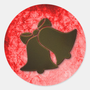 Adesivo Redondo Vintage Brown Bells em selos de envelopes vermelho