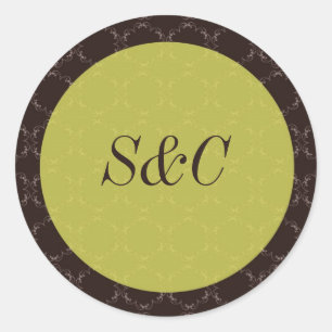 Adesivo Redondo Vintage Brown/Green Wedding Stickers