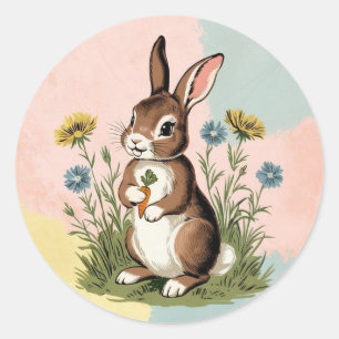Adesivo Redondo Vintage Bunny - Páscoa Nostálgica