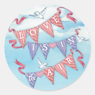 Adesivo Redondo Vintage Bunting Noivado Stickers
