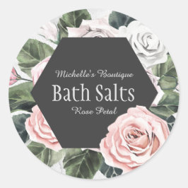 Adesivo Redondo Vintage Buquê Bath Salt Mason Jar