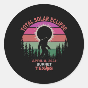 Adesivo Redondo Vintage Burnet Texas Total Solar Eclipse 2024