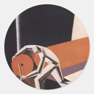 Adesivo Redondo Vintage Business, Art Deco Tecidos e têxteis