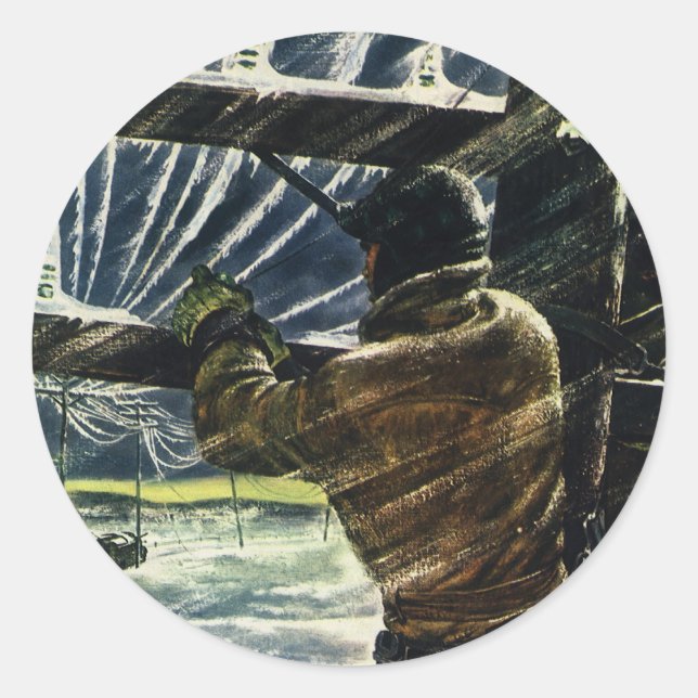 Adesivo Redondo Vintage Business Electronics Trabalhando em Tempes (Frente)