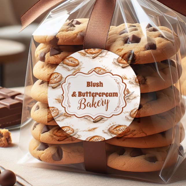 Adesivo Redondo Vintage Buttercream Bakery Business (Criador carregado)