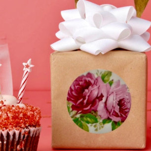 Adesivo Redondo Vintage Cabbage Rosa Elegance Sticker