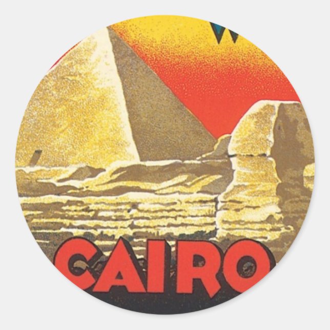 Adesivo Redondo Vintage Cairo Egito (Frente)