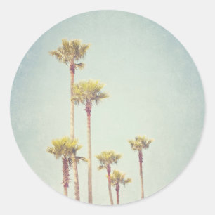 Adesivo Redondo Vintage California Palm Trees Sticker