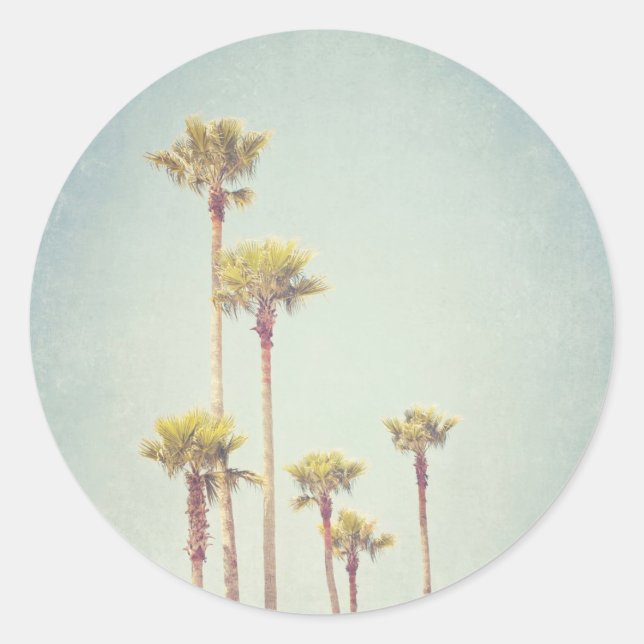 Adesivo Redondo Vintage California Palm Trees Sticker (Frente)