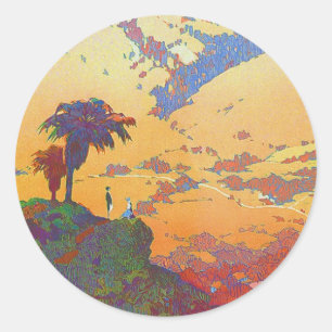 Adesivo Redondo Vintage California Viagem Classic Round Sticker