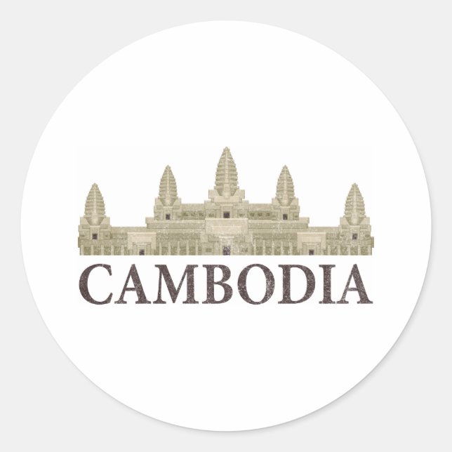 Adesivo Redondo Vintage Camboja (Frente)