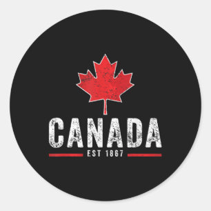 Adesivo Redondo Vintage Canada Est 1867 Patriotic Proud M.