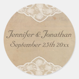Adesivo Redondo Vintage Canvas e punhetas de casamentos