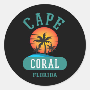 Adesivo Redondo Vintage Cape Coral Flórida Beaches Novelty Art Pal