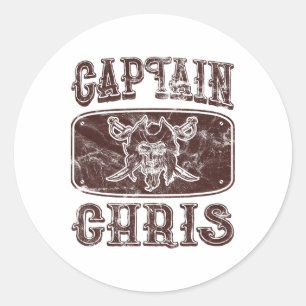 Adesivo Redondo Vintage Capitão Chris Personalizado Ponto Pirata