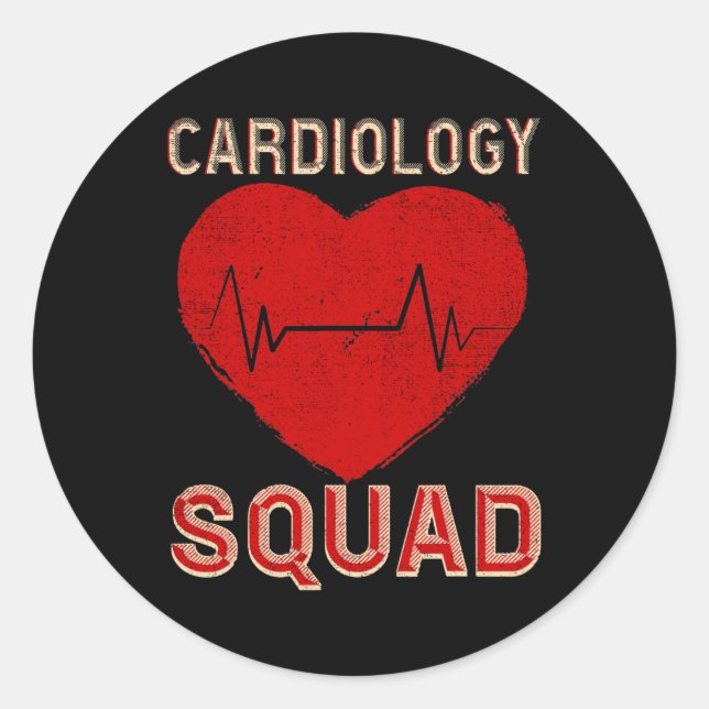 Adesivo Redondo Vintage Cardiology Squad Cardiovascular (Frente)