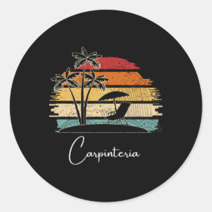 Adesivo Redondo Vintage Carpinteria Beach Lover Palm Trees Primave