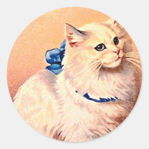 Adesivo Redondo Vintage Cat com Arco Azul