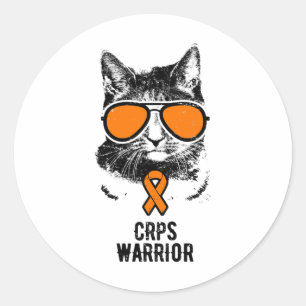 Adesivo Redondo Vintage Cat Crps Warrior