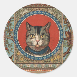 Adesivo Redondo Vintage Cat's Life for Gatinho Lovers
