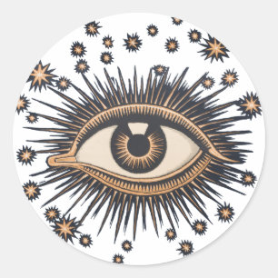 Adesivo Redondo Vintage Celestial - Estrelas oculares Lua