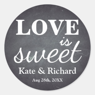 Adesivo Redondo Vintage Chalkboard Love é Sweet Wedes