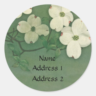 Adesivo Redondo Vintage Cherry Blossom Green Stickers