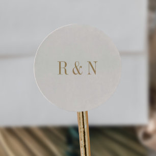 Adesivo Redondo Vintage Chic Dourado Monogramas